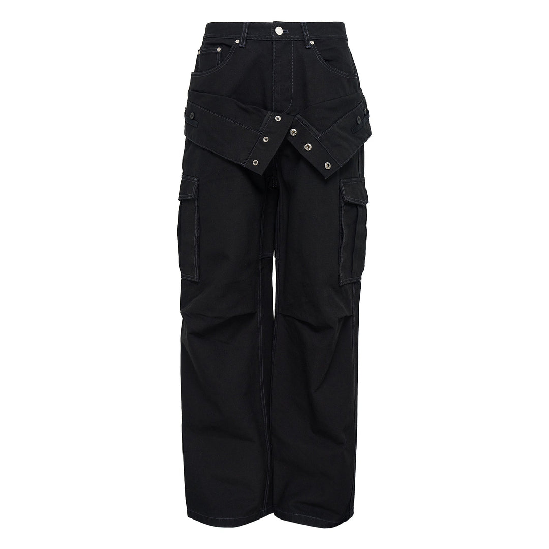 Unisex Double Waist Work Wide Jeans
