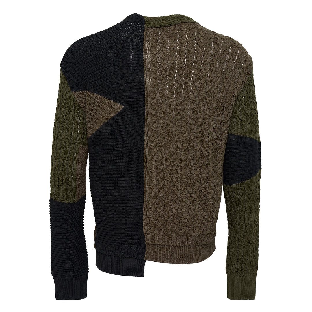 Patchwork Asymmetric Crewneck Sweater
