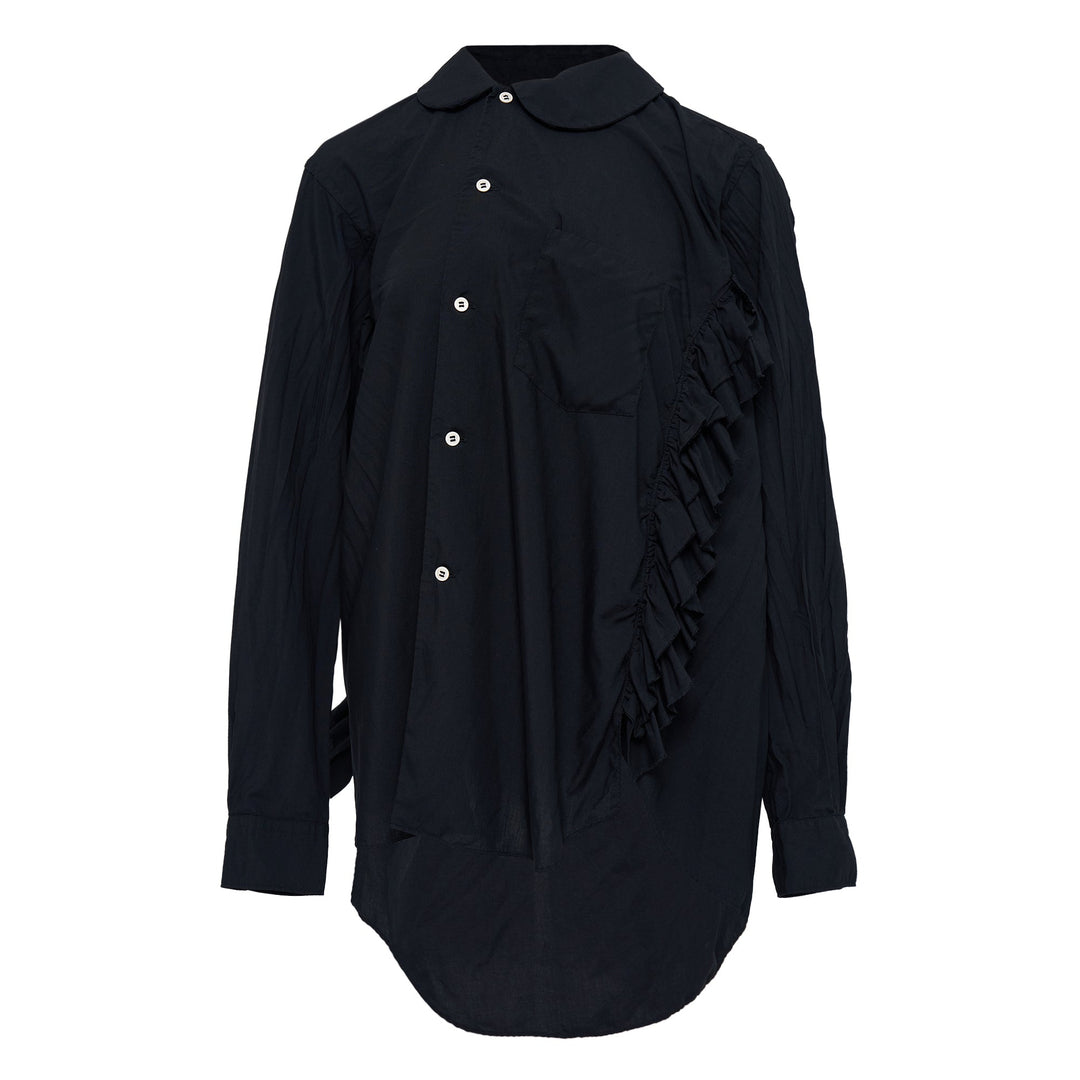 Spun Broad Asymmetric Ruffle Shirt