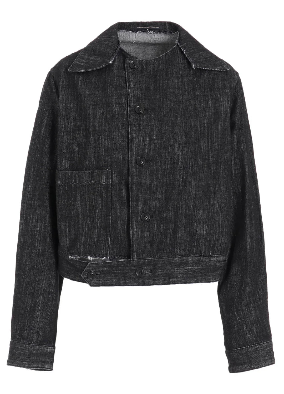 8Oz Denim Slit Collar Short Blouse