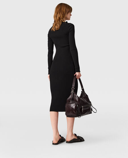 Light Stretch Rib Knit Midi Dress