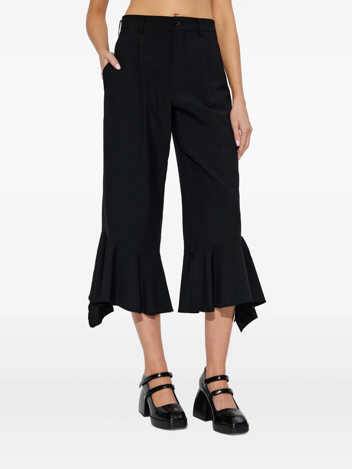 Frilled Hem Straight Pants