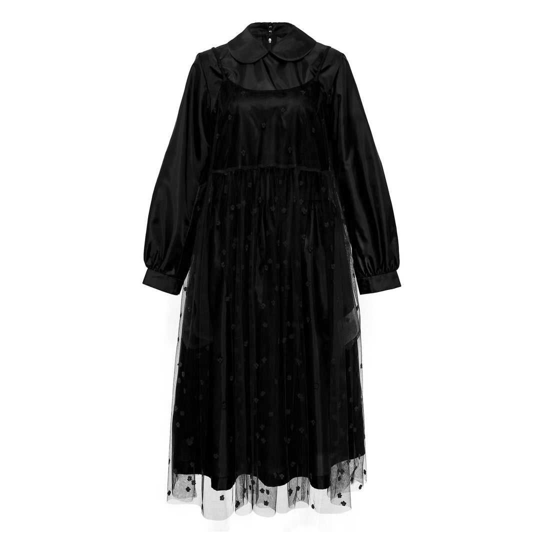 Flower Pattern Fake Two-Piece Dress