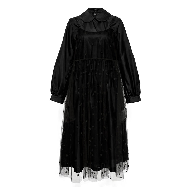 Flower Pattern Fake Two-Piece Dress