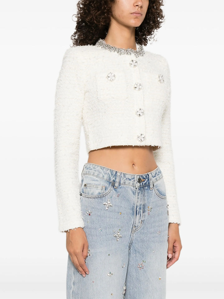 Cream Textured Knit Cardigan