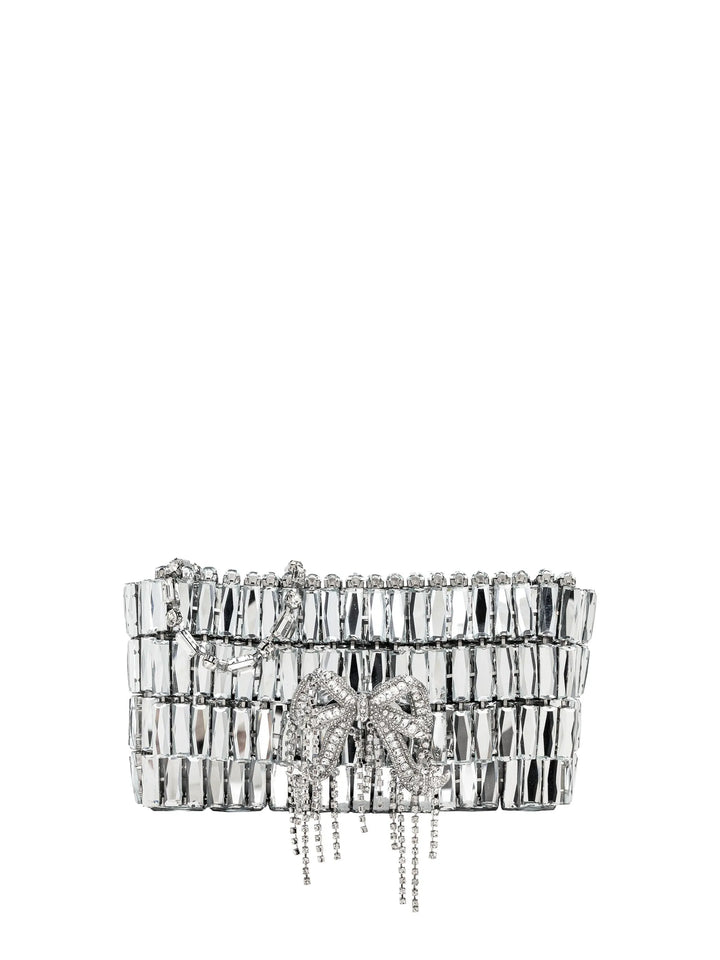 Silver Crystal Bow Mini Shoulder Bag