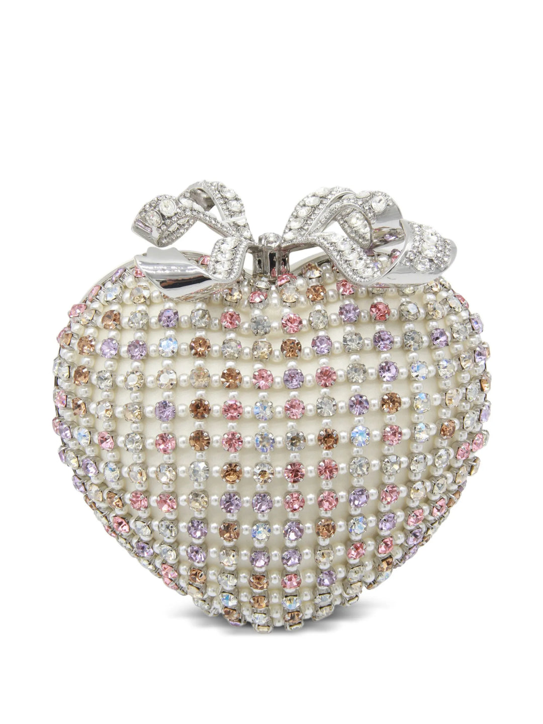 Multi Crystal Heart Clutch Bag