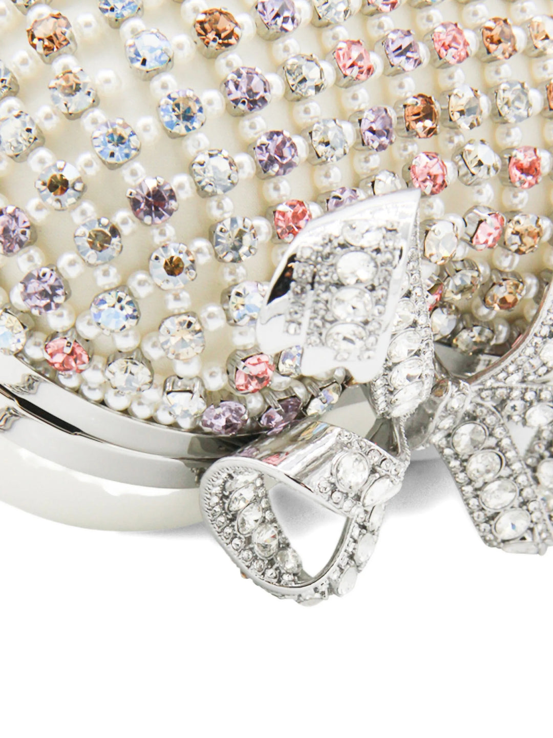 Multi Crystal Heart Clutch Bag