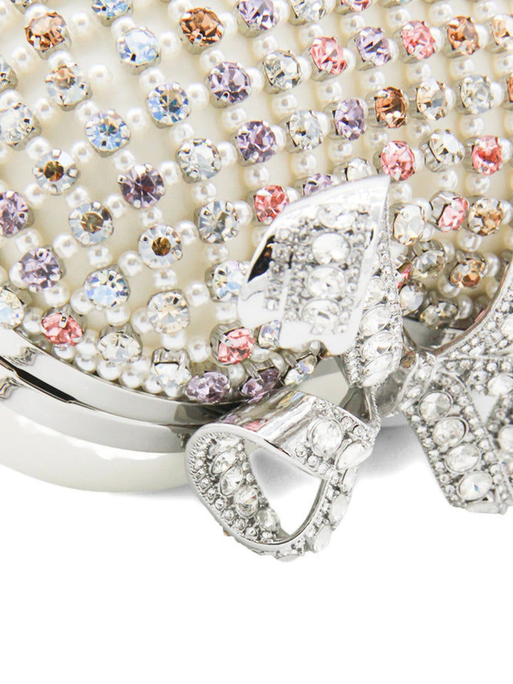 Multi Crystal Heart Clutch Bag