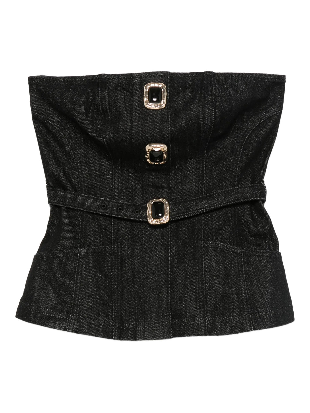 Black Denim Bandeau Top