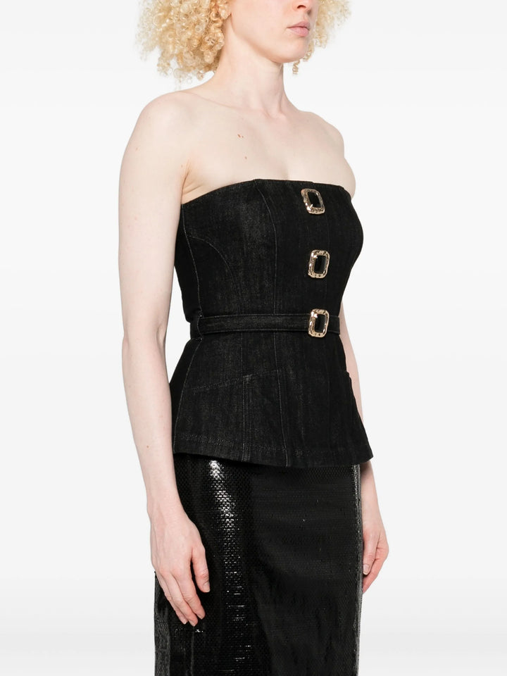 Black Denim Bandeau Top