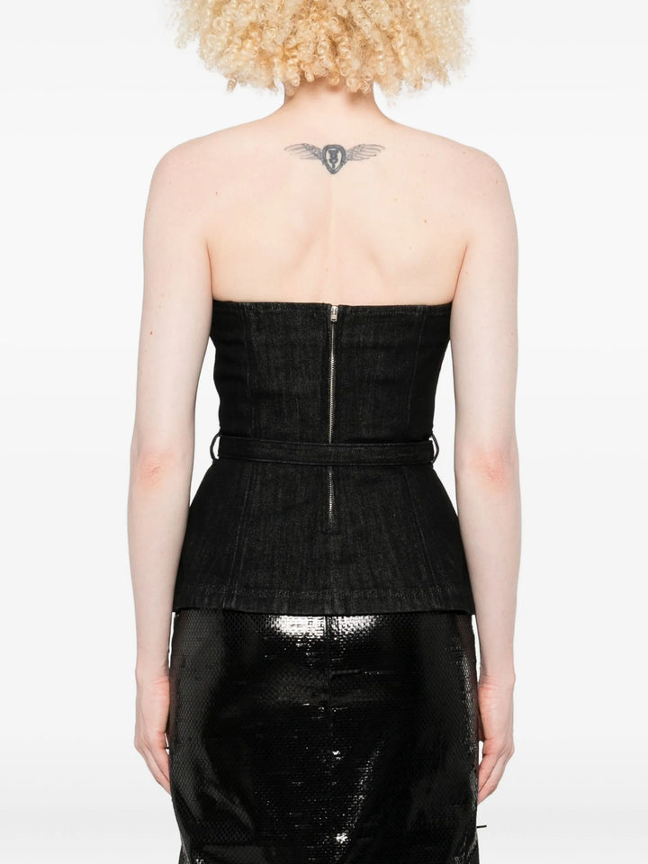 Black Denim Bandeau Top