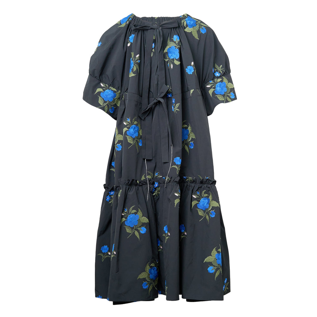 Black Roses Embroidery Long Dress