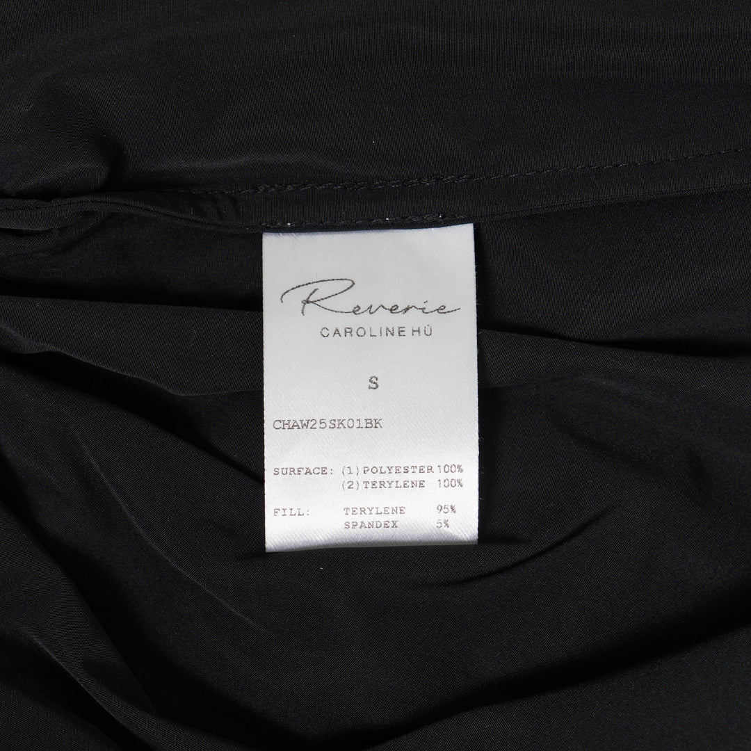Black Pleated Ribbon Embroidery Skirt