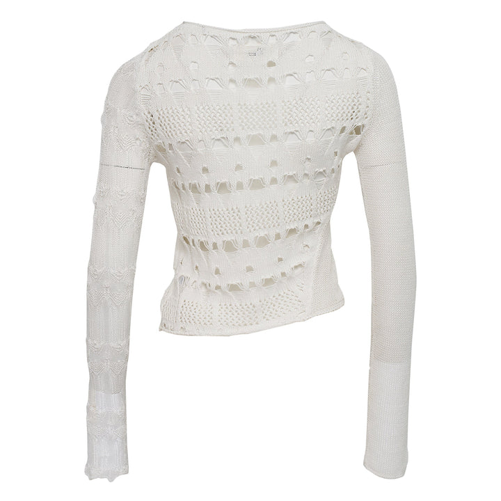 White Collaging Floral Embroidery Top