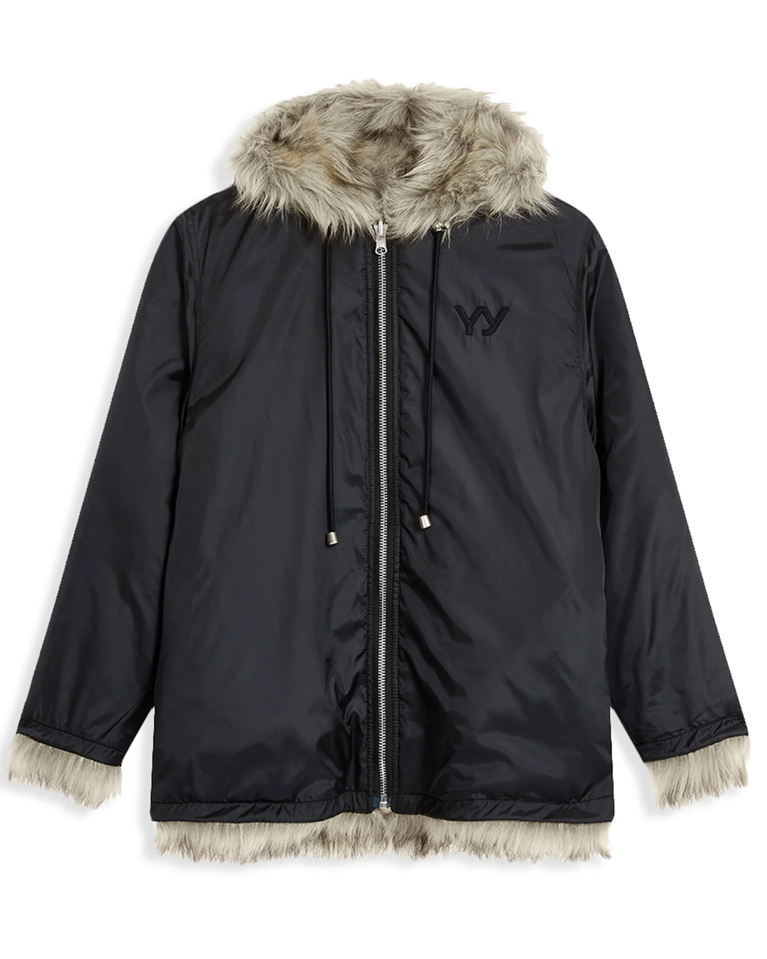 Reversible Faux Fur Hood Jacket