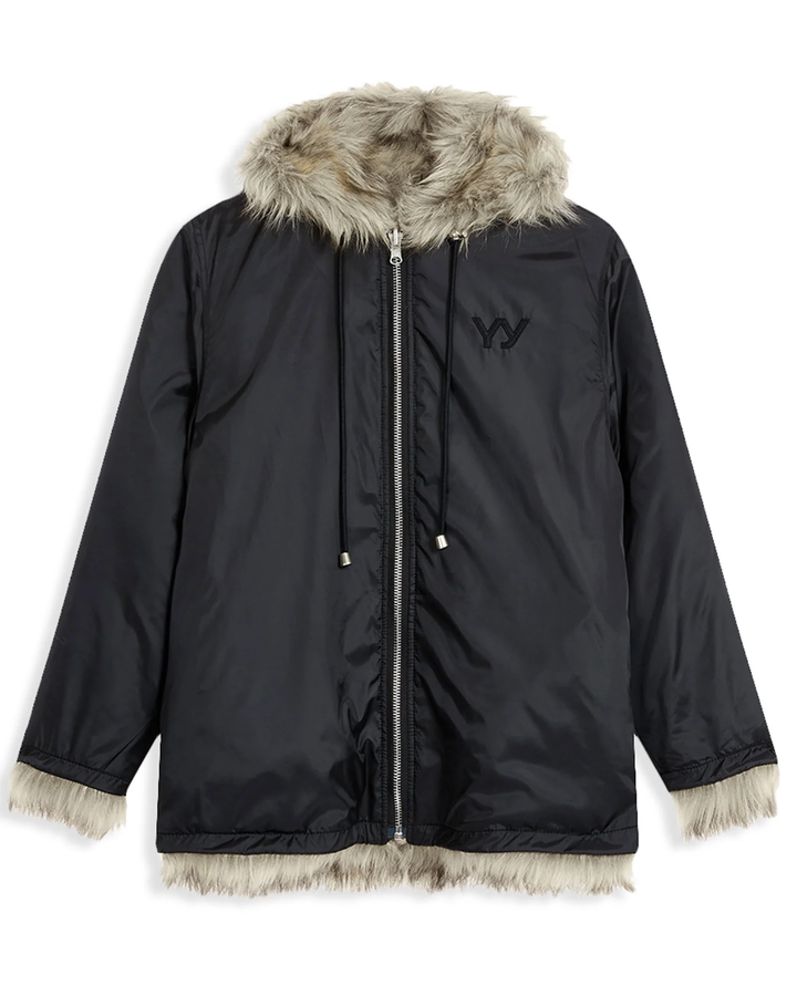 Reversible Faux Fur Hood Jacket