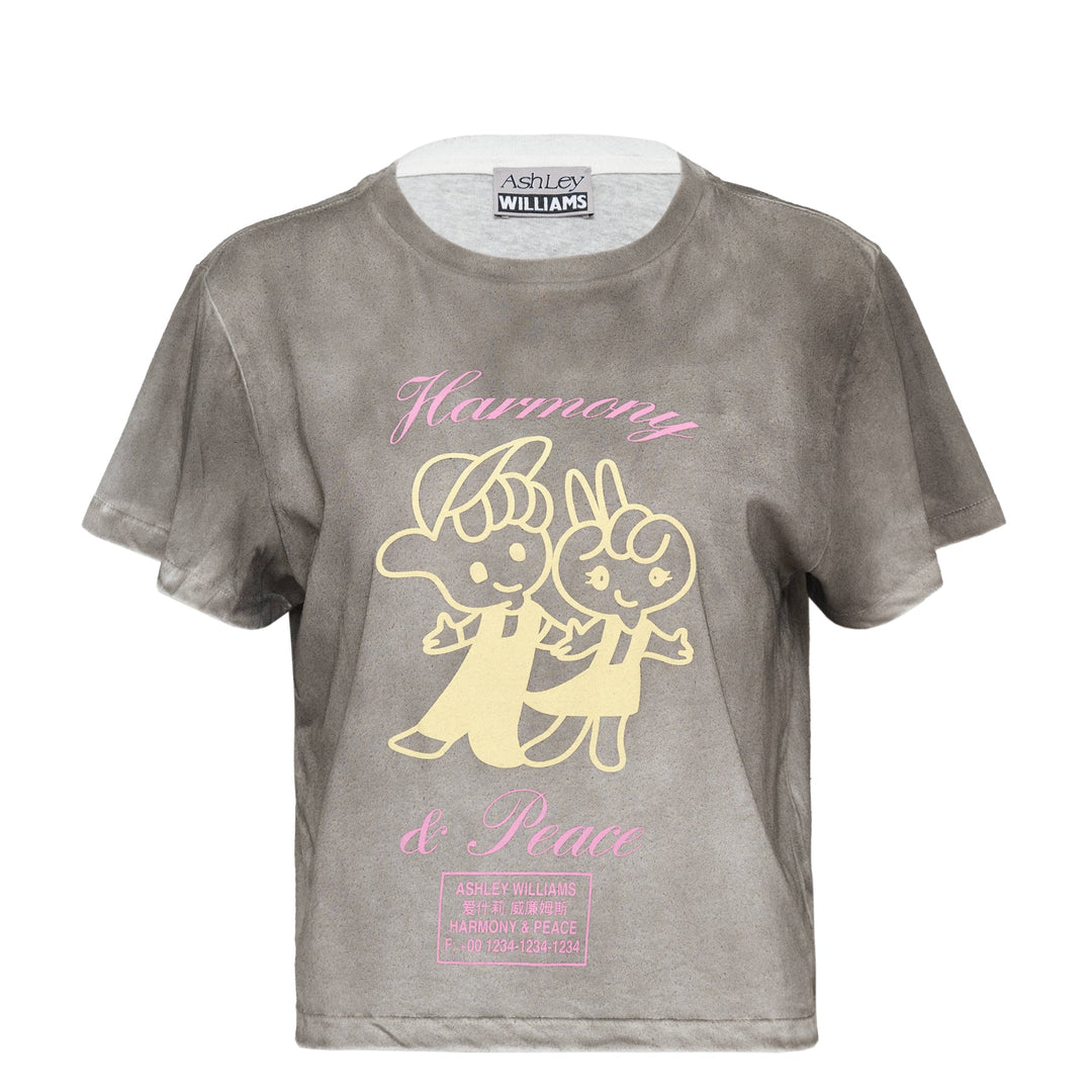 Washed Grey Cropped T-Shirt