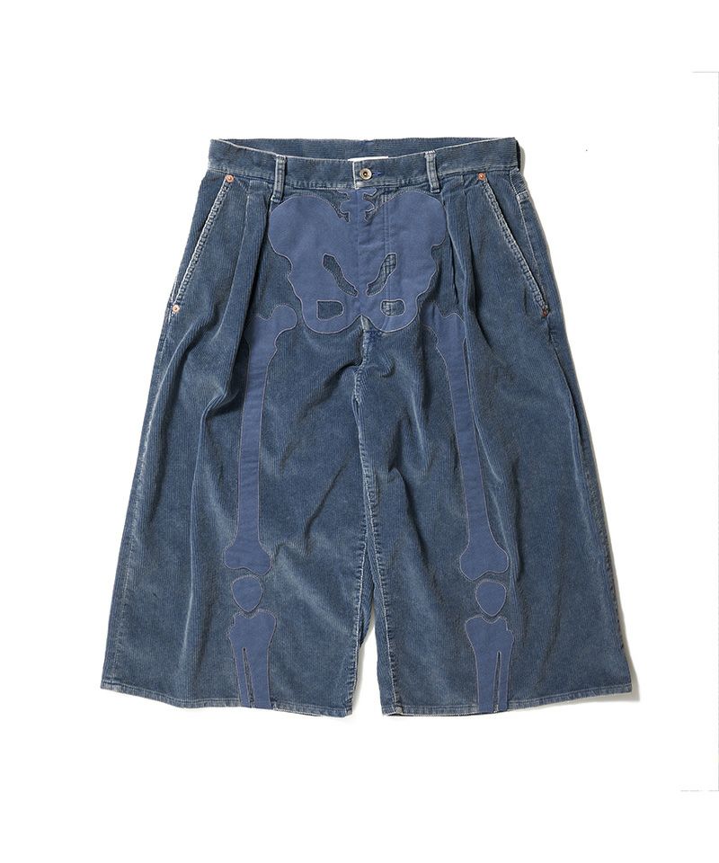 Bone Applique Corduroy Cropped Shorts