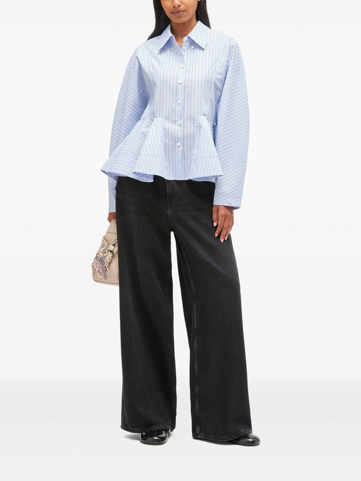 Stripe Cotton Peplum Shirt