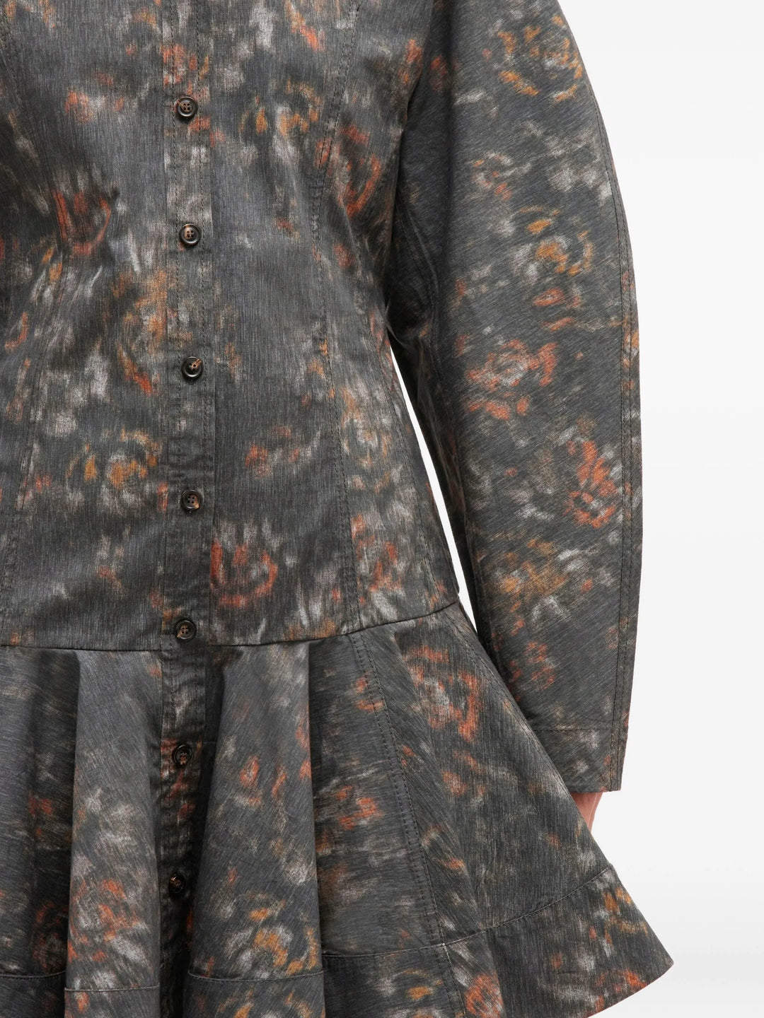 Printed Stretch Cotton Buttoned Dress