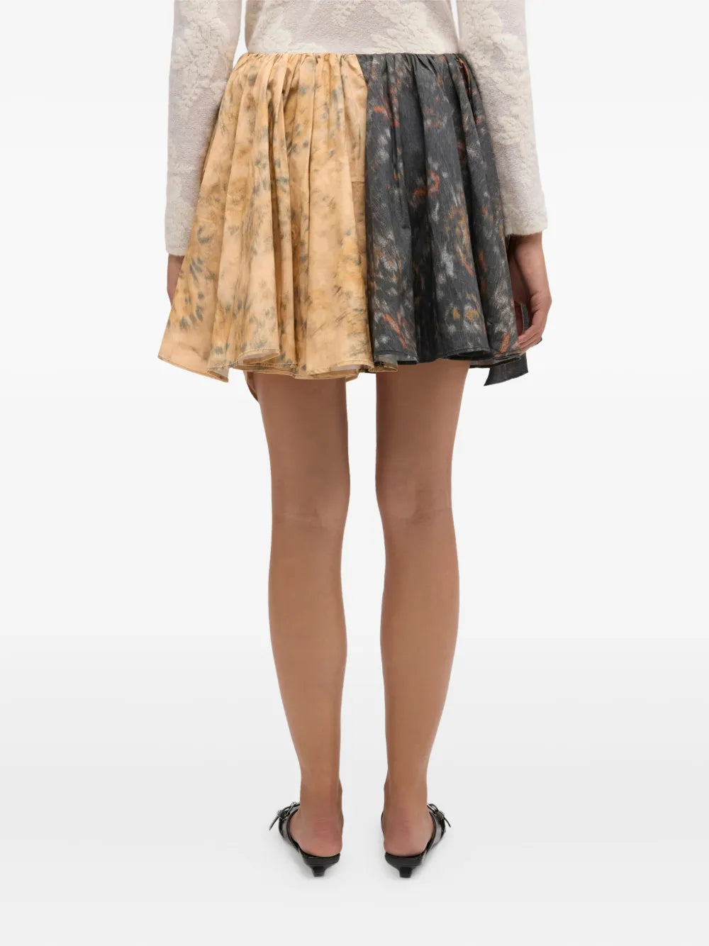 Printed Stretch Cotton Draped Skirt