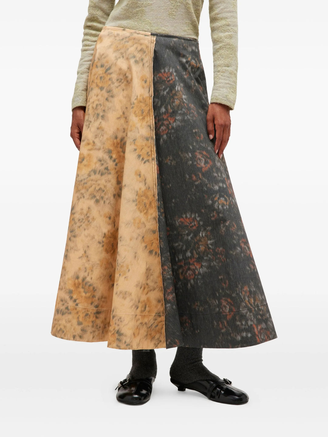 Printed Stretch Cotton Long Skirt
