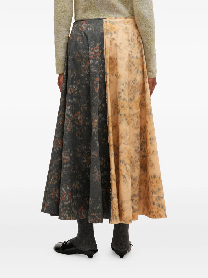 Printed Stretch Cotton Long Skirt
