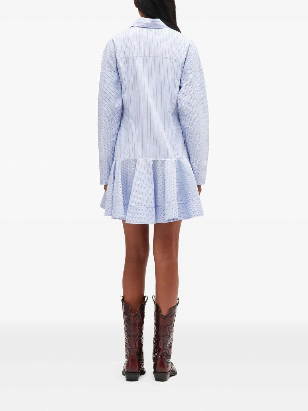Stripe Cotton Buttoned Mini Dress