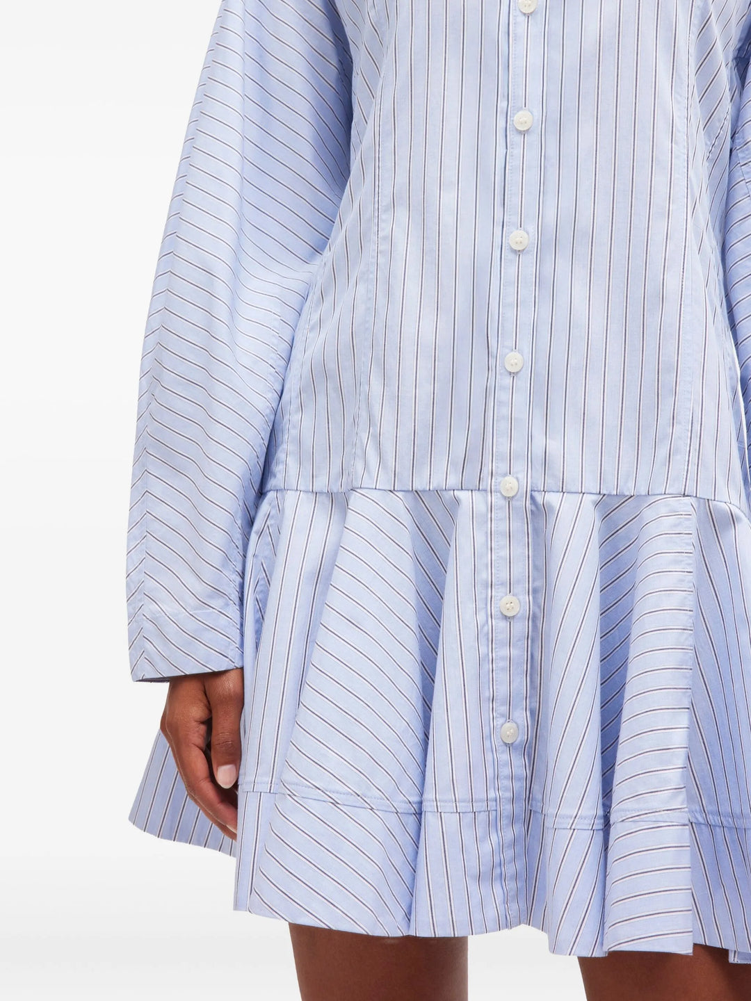 Stripe Cotton Buttoned Mini Dress