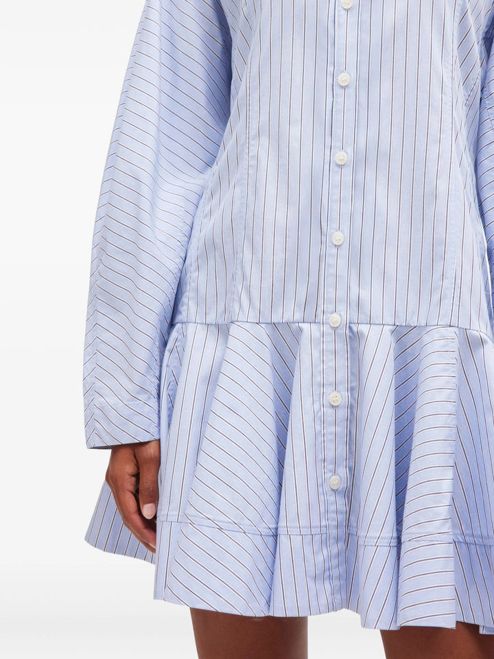 Stripe Cotton Buttoned Mini Dress