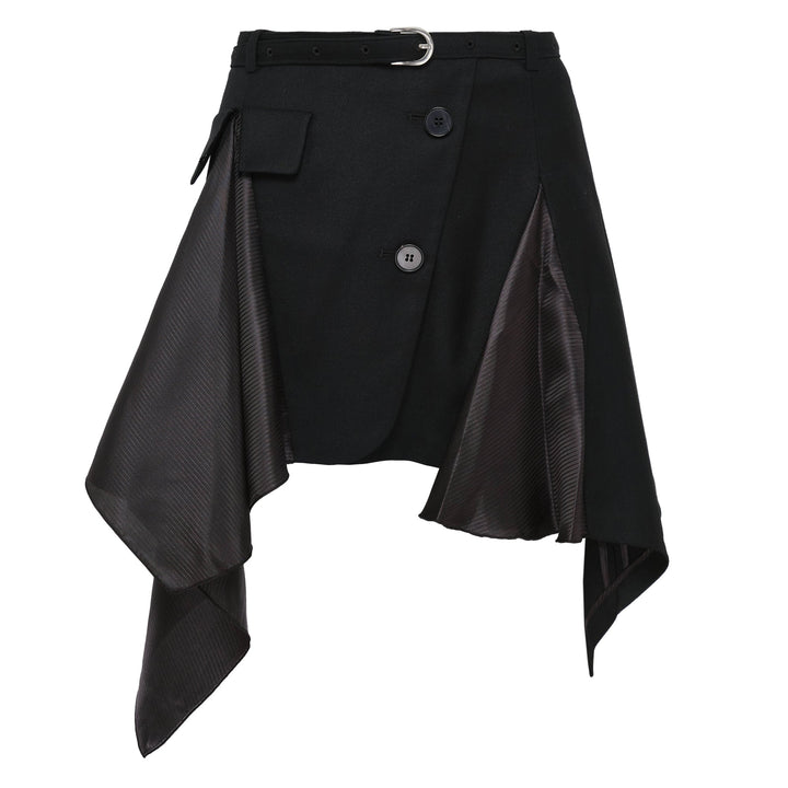 Jacket-Detail Drape Skirt