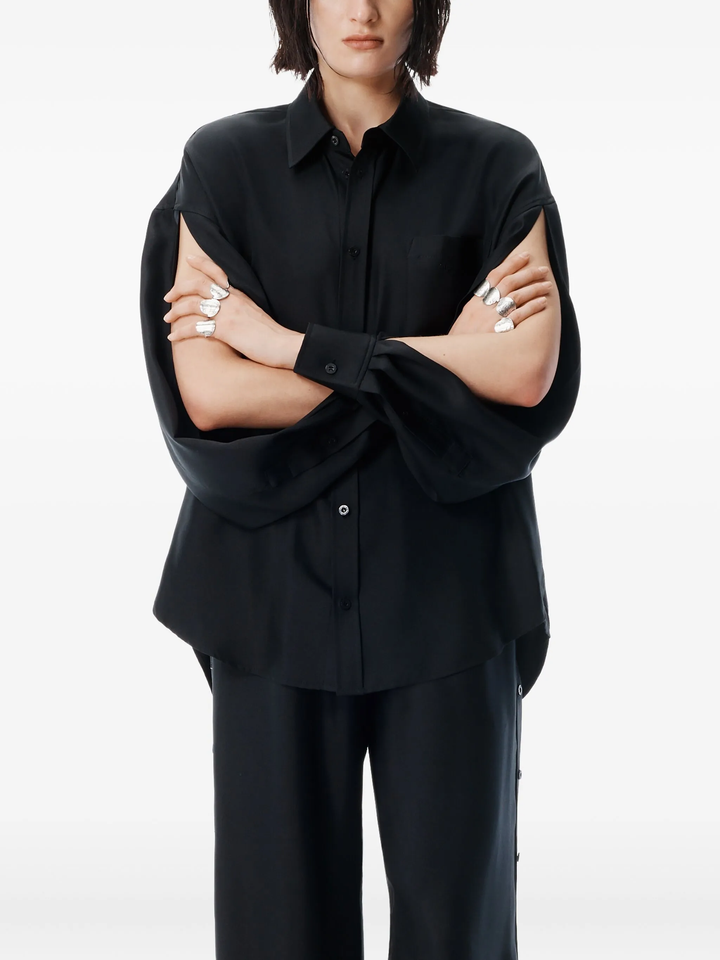 Button Up Shirt With Slashed Sleeve