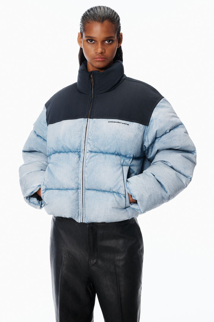 Trompe Loeil Denim Puffer Jacket