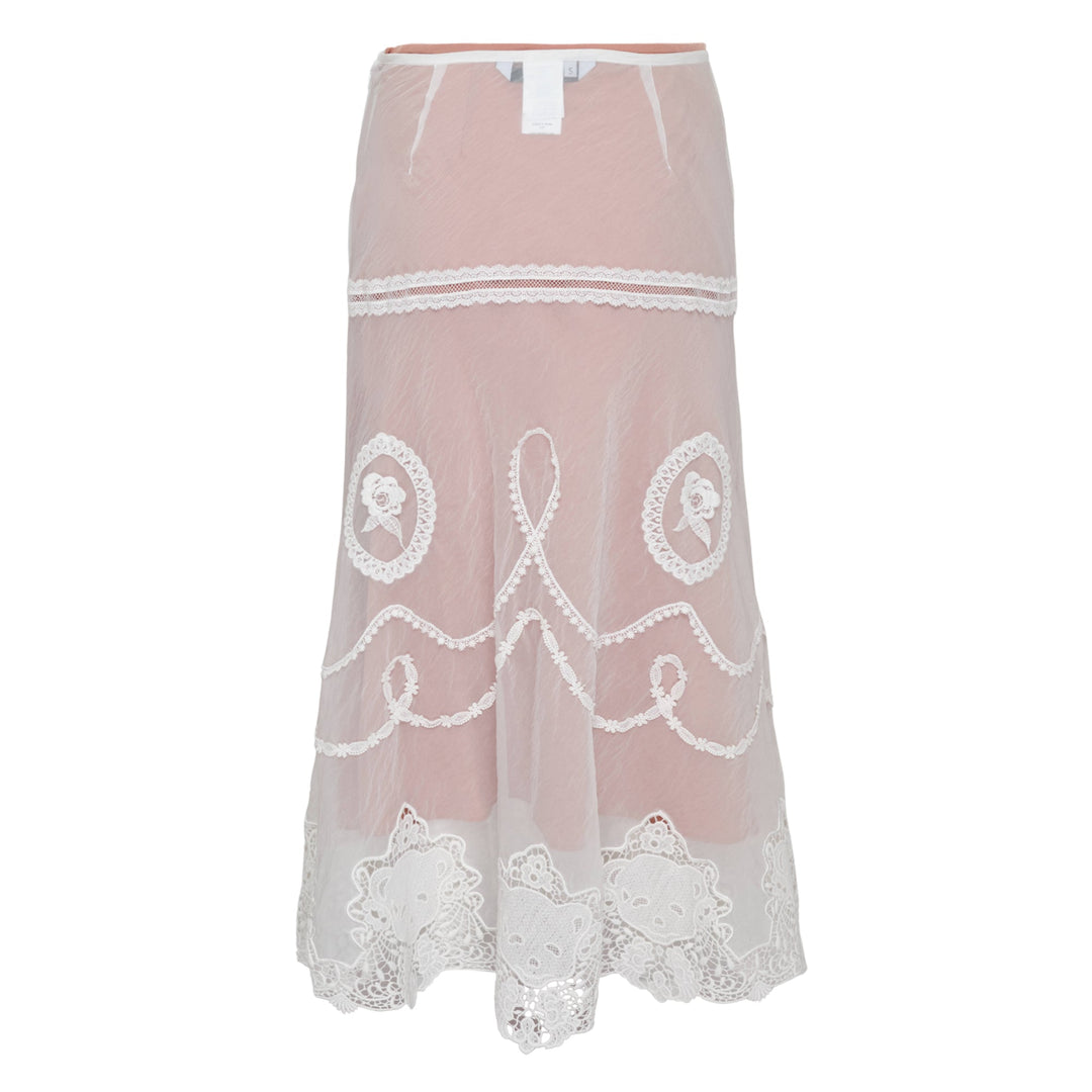 White Lace Trim Mix Skirt