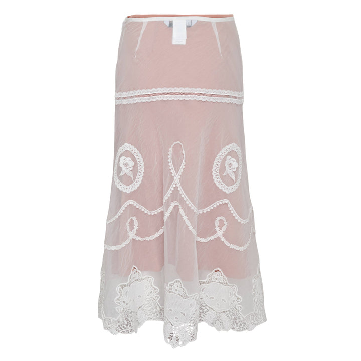 White Lace Trim Mix Skirt