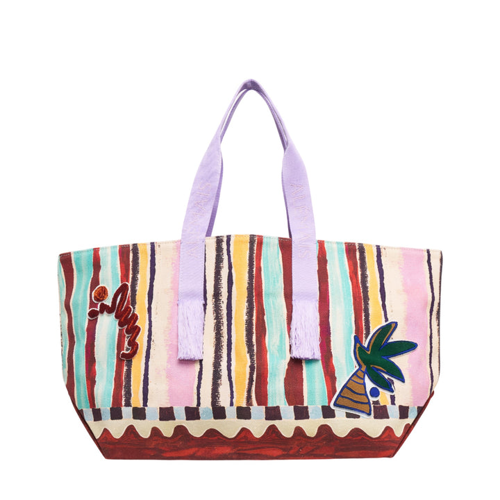 Michelle Stripe Patch Beach Tote