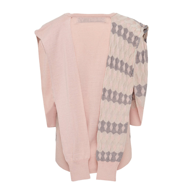 Jacquard Sleeve Layered Cardigan