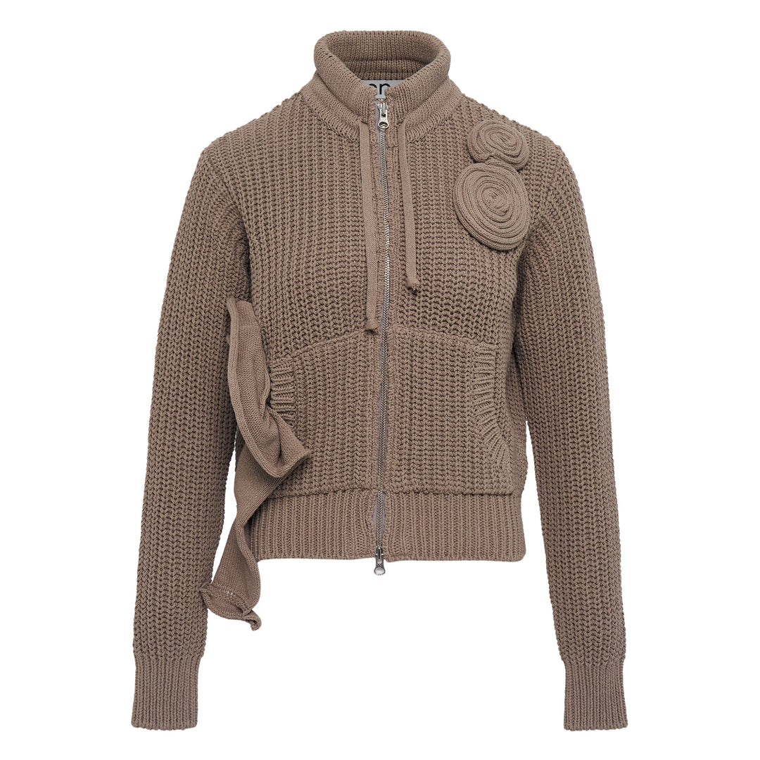 Applique Knit Zipup Jacket