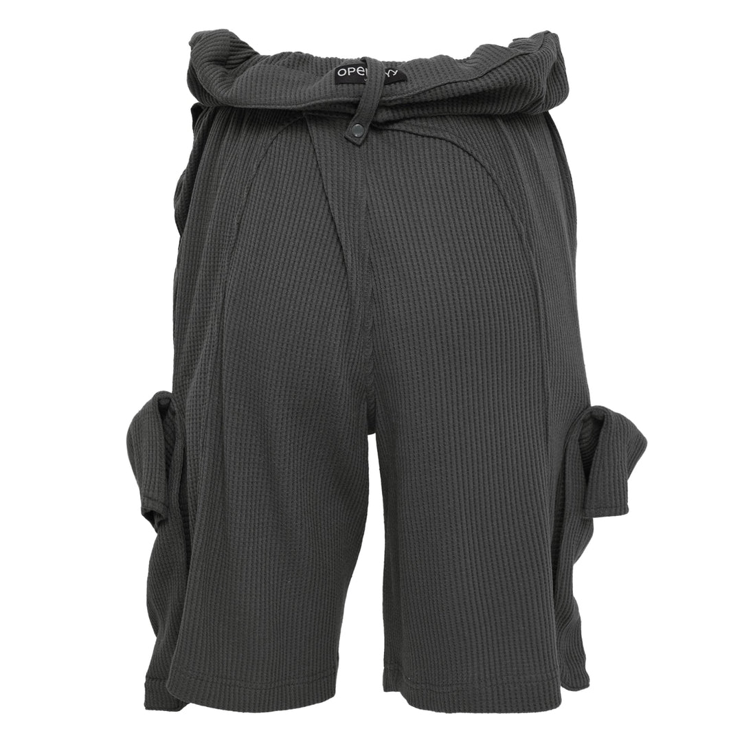 Rolled Waist Waffle Cargo Shorts
