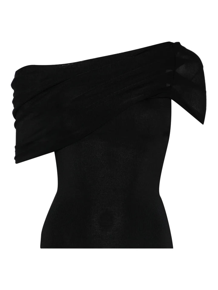 Black Draped Knit Top