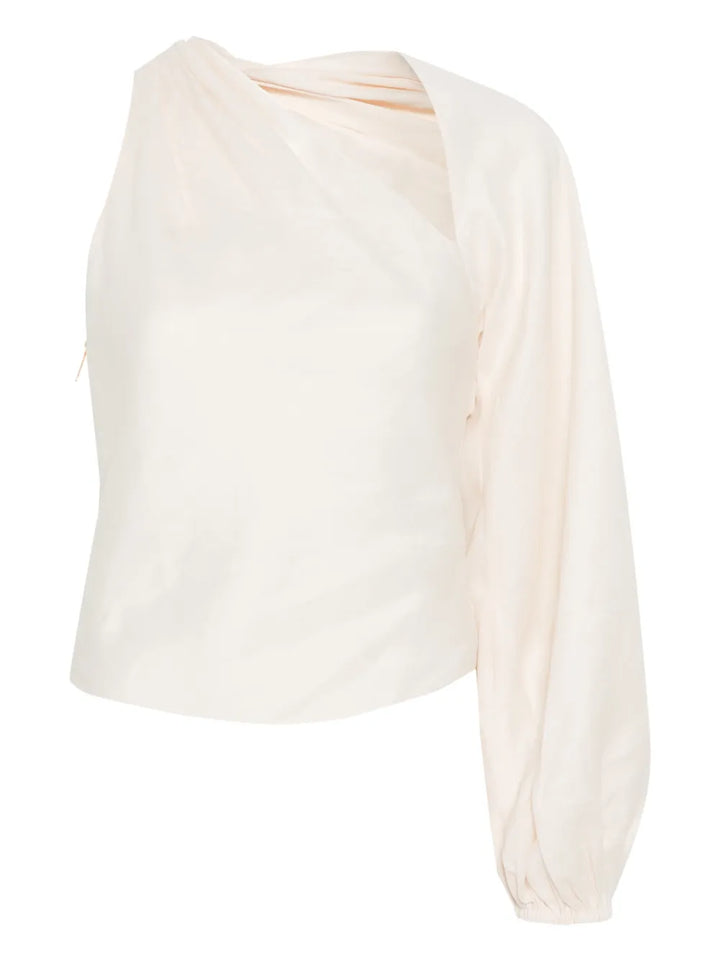 Cream Draped Sleeve Top