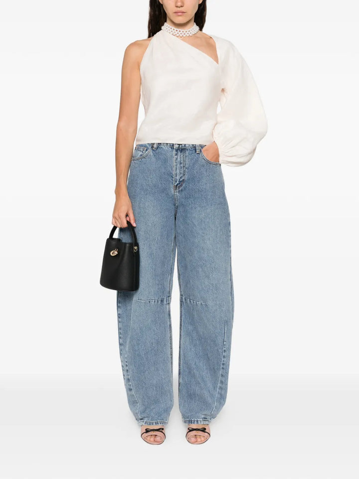 Cream Draped Sleeve Top