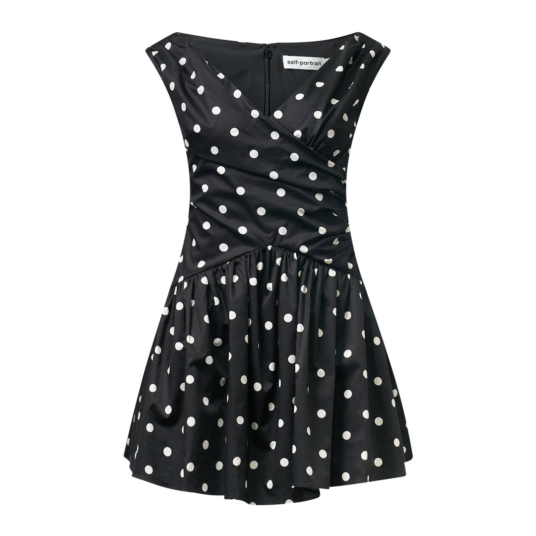 Black Polka Dot Cotton Mini Dress