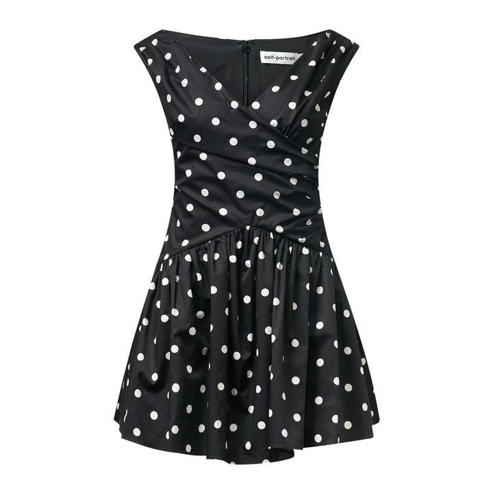 Black Polka Dot Cotton Mini Dress