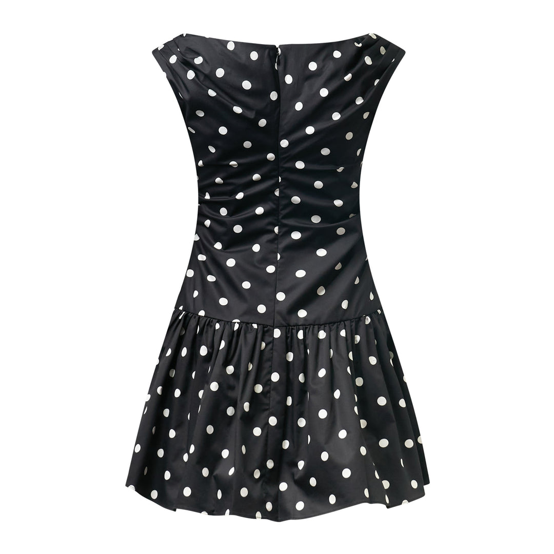 Black Polka Dot Cotton Mini Dress