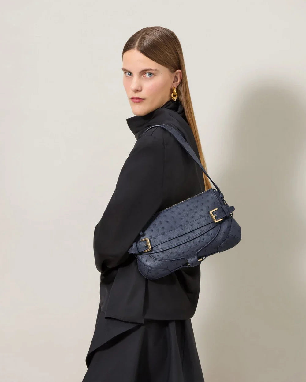 Lennox Shoulder Ostrich Print