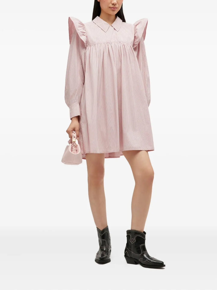 Oxford Stripe Mini Frill Dress