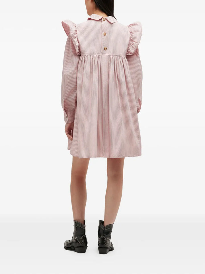 Oxford Stripe Mini Frill Dress