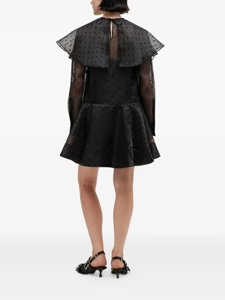 Flocked Organza Mini Dress